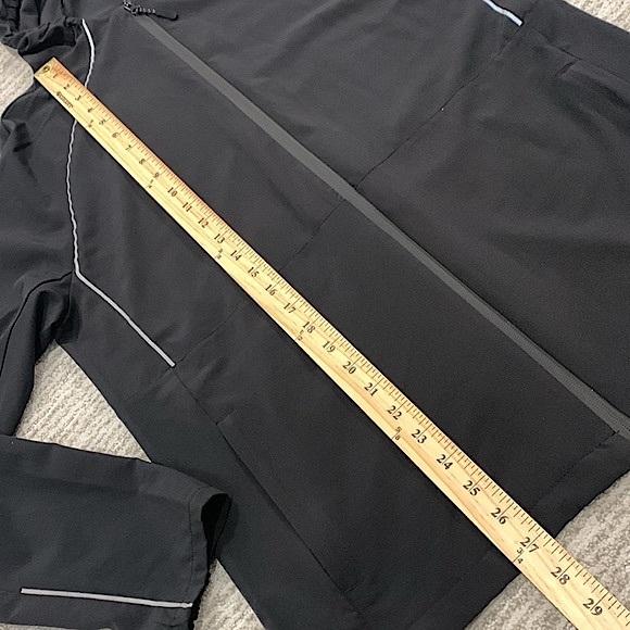 Mens Running Jacket Size Large Black Reflective Trim Lightweight Zip Hoodie - Picture 9 of 13